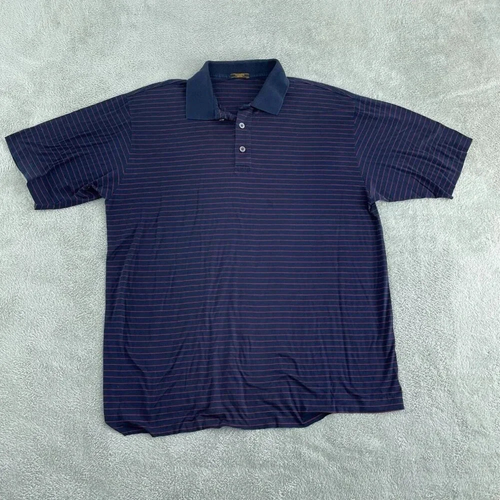Marbas Mens Navy & Red Striped Polo Shirt Cotton 4716